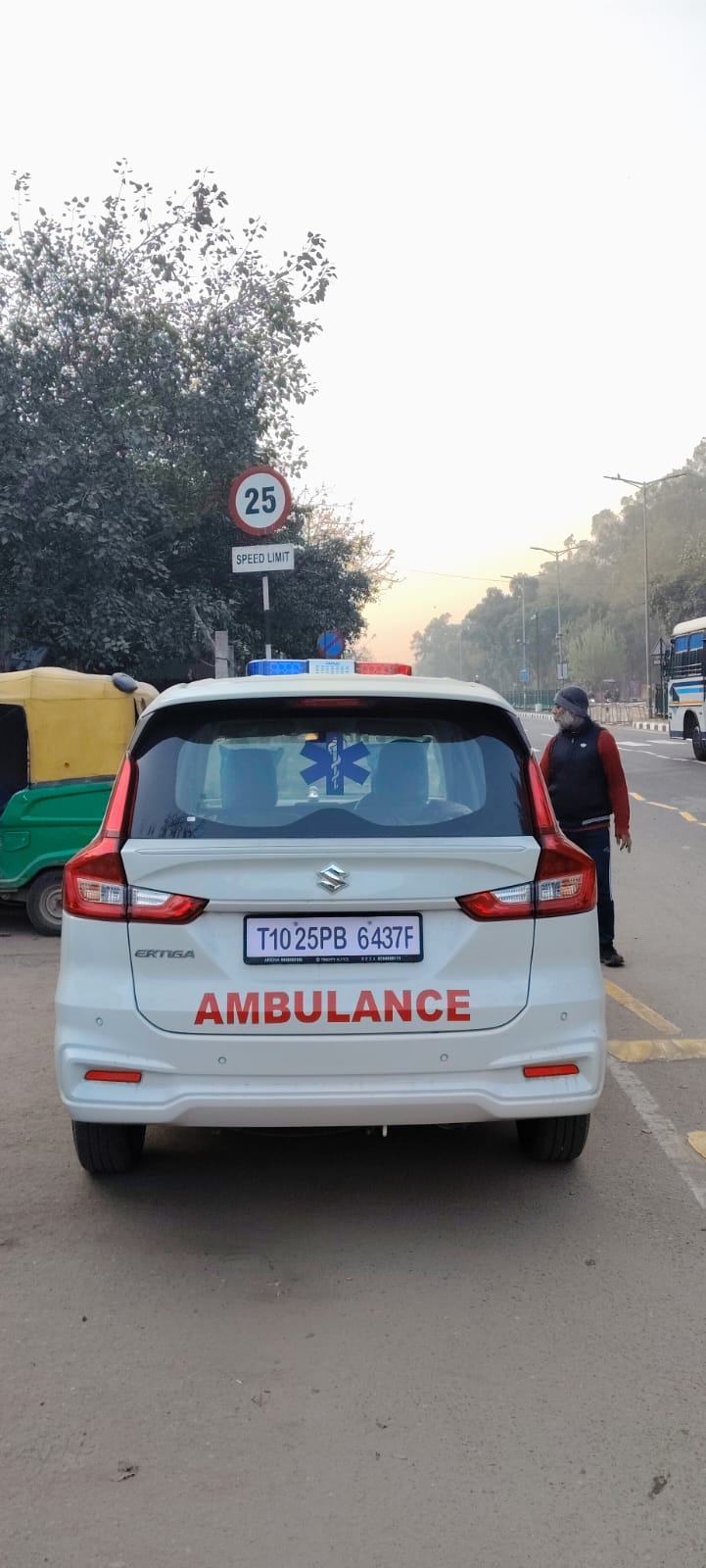 Ertiga ambulance rear view at PGI Chandigarh